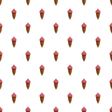 Seamless pattern with repeating strawberry ice cream cones Stock Illustration