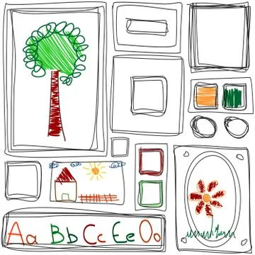 Seamless pattern. Repeating texture with Children's drawing frames Stock Illustration
