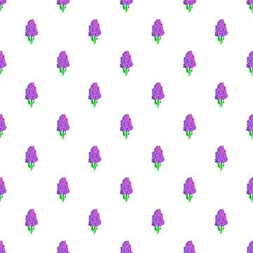 Seamless pattern with repeating vibrant purple lavender flowers Illustration
