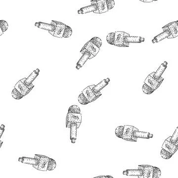 Seamless pattern Reporting microphone creating live communication and news .. Stock Illustration