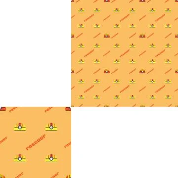 Seamless pattern of Rescue and fire with plastic helmets and words on the yel Stock Illustration