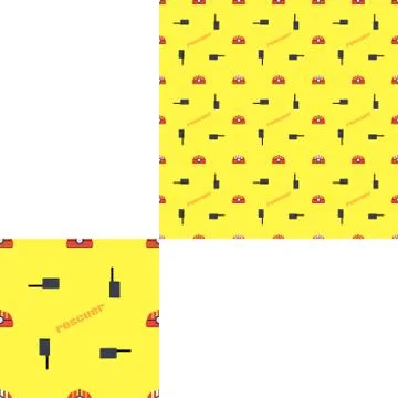 Seamless pattern of Rescue and fire on the yellow background with pattern uni Illustrazione stock