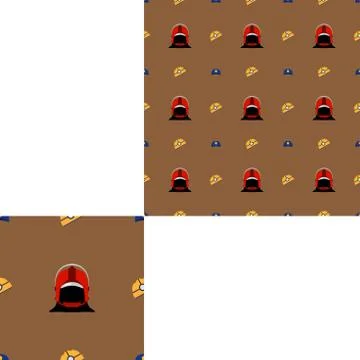 Seamless pattern of Rescue and fire with yellow plastic helmets, red firefigh Stock Illustration