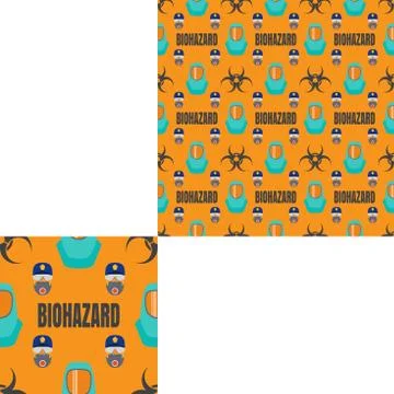 Seamless pattern of Rescue and fire with respiratory mask, glasses, police ca Stock Illustration