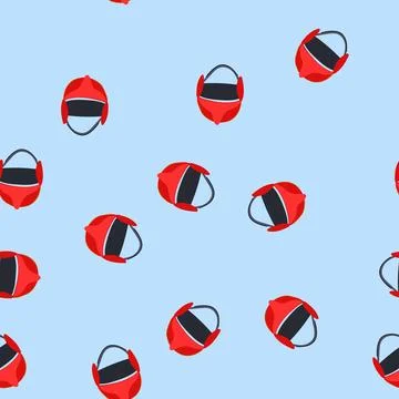 Seamless pattern rescue firefighter helmet cartoon vector Stock Illustration