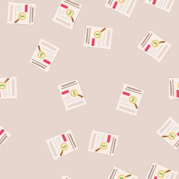 Seamless pattern research financial report cartoon vector Stock Illustration