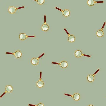 Seamless pattern research magnifying glass cartoon vector sign color Stock Illustration