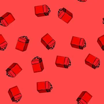 Seamless pattern restaurant food delivery bag cartoon vector Stock Illustration