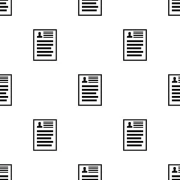 Seamless pattern with resume document icon on white background. Vector. Stock Illustration