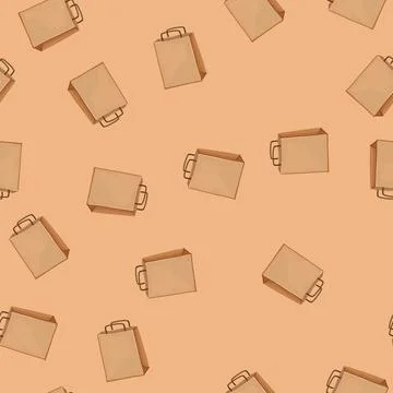 Seamless pattern retail paper bag cartoon vector Illustrazione stock