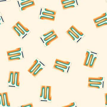 Seamless pattern retro 70s abstract groovy wavy line poster design Stock Illustration