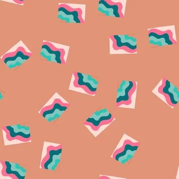 Seamless pattern retro 70s aesthetic wavy abstract background design Illustrazione stock