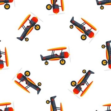 Seamless pattern with retro airplane celebrating aviation history Stock-Illustration