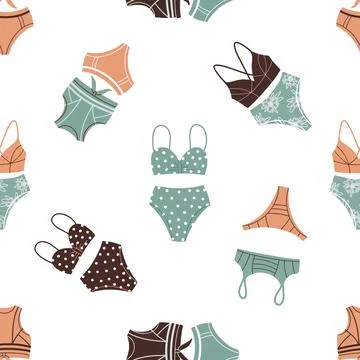 Seamless pattern of retro and modern swimsuits Illustrazione stock