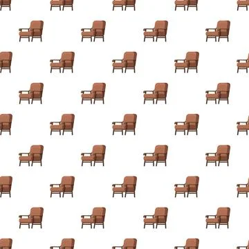 Seamless pattern with retro brown armchair furniture Stock Illustration