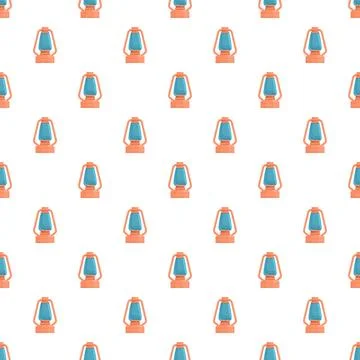 Seamless pattern with retro camping kerosene lantern Stock Illustration