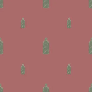 Seamless pattern retro chinese bottle on pink background. Geometrical texture Stock Illustration
