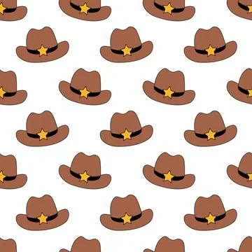 Seamless Pattern with retro Cowboy hat. Western and wild west theme Stock Illustration