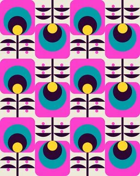 Seamless pattern retro flowers Scandinavian design Stock Illustration