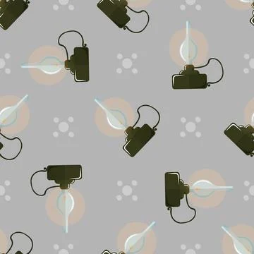 Seamless pattern Retro glowing kerosene lampOil lamp. Stock Illustration