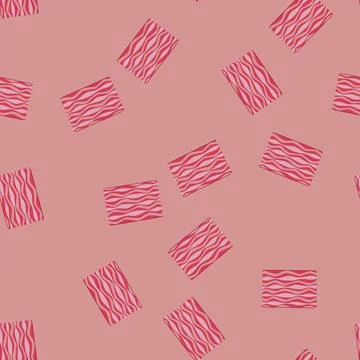 Seamless pattern retro groovy pink wavy stripes patterning abstract backgroun Stock Illustration