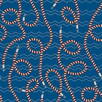 Seamless pattern with retro hand-drawn sketch silver chain Stock Illustration