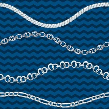 Seamless pattern with retro hand-drawn sketch silver chain Stockillustratie