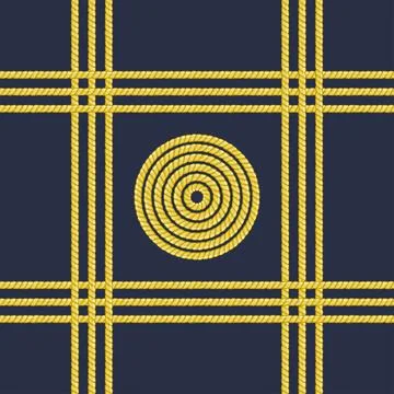 Seamless pattern with retro hand-drawn sketch golden chain Illustrazione stock