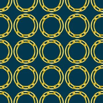 Seamless pattern with retro hand-drawn sketch golden chain Stock Illustration