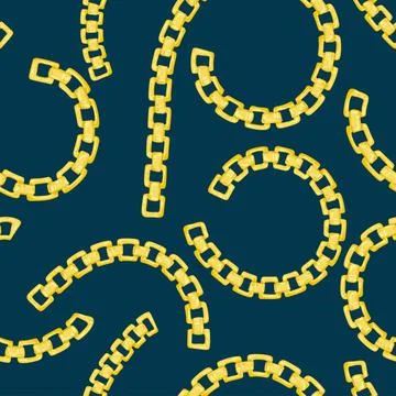 Seamless pattern with retro hand-drawn sketch golden chain Stock Illustration