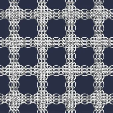Seamless pattern with retro hand-drawn sketch silver chain Stock Illustration