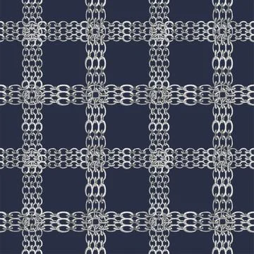 Seamless pattern with retro hand-drawn sketch silver chain イラスト素材