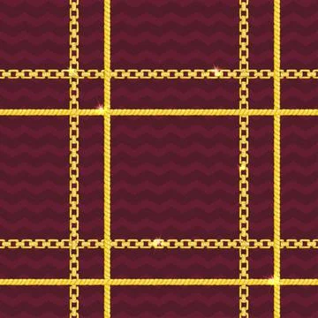 Seamless pattern with retro hand-drawn sketch golden chain Stock Illustration