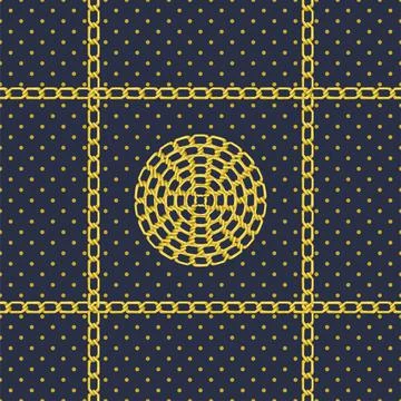 Seamless pattern with retro hand-drawn sketch golden chain Illustrazione stock