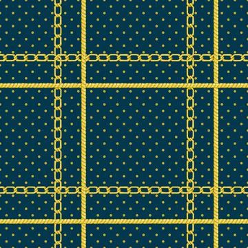Seamless pattern with retro hand-drawn sketch golden chain 库存插图