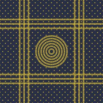 Seamless pattern with retro hand-drawn sketch golden chain Illustrazione stock