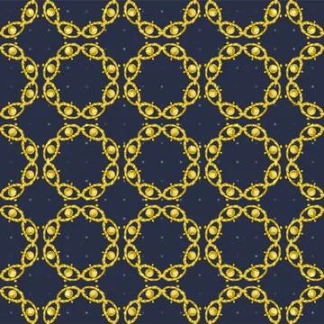 Seamless pattern with retro hand-drawn sketch golden chain Illustrazione stock