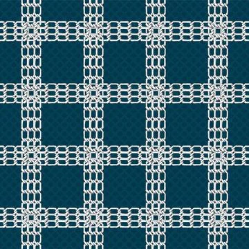 Seamless pattern with retro hand-drawn sketch silver chain Stock Illustration