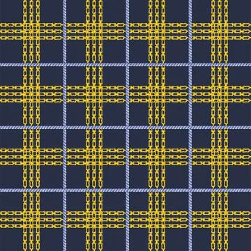 Seamless pattern with retro hand-drawn sketch silver chain Stock Illustration