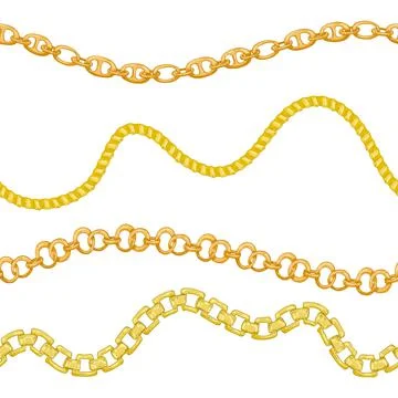 Seamless pattern with retro hand-drawn sketch golden chain Stock Illustration