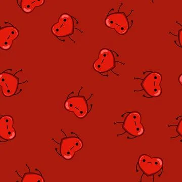 Seamless pattern retro heart character cartoon vector Illustrazione stock