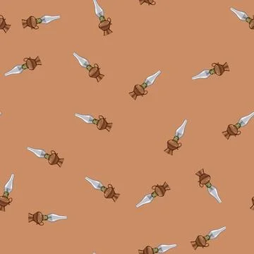 Seamless pattern retro kerosene lamp cartoon vector Stock Illustration