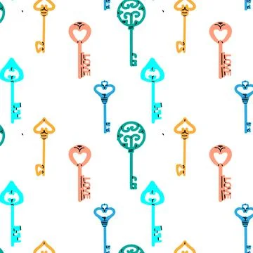Seamless Pattern retro Key vector illustration Stock Illustration