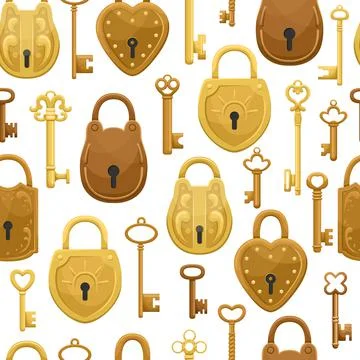 The seamless pattern with  retro keys and locks. Stock Illustration