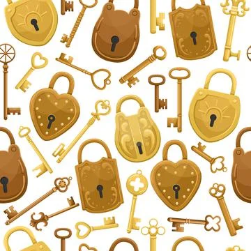The seamless pattern with  retro keys and locks. Stock Illustration