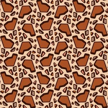 Seamless Pattern - Retro Mosaic with Shapes (Cream, Mocha Mousse, Beige, Pea Stock Illustration