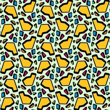 Seamless Pattern - Retro Mosaic with Shapes (Soft Green, Green, Yellow, Mage Stock Illustration