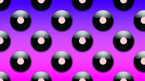 Seamless pattern retro music record for playing music on a pink background Stock Photos