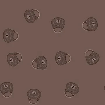 Seamless pattern retro padlock vintage cartoon vector Stock Illustration