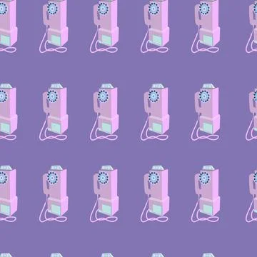 Seamless pattern retro phone design in bright neon colors. Stock Illustration